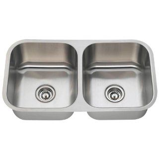 MR Direct 502A 18 Equal Double Bowl Stainless Steel Kitchen Sink   Grade Double Bowl Stainless Steel  