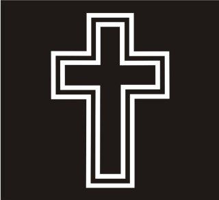 Christian Cross, Religious Cross Decal Sticker Laptop, Notebook, Window, Car, Bumper, EtcStickers 3"x4.5"in. in WHITE Exterior Window Sticker with  