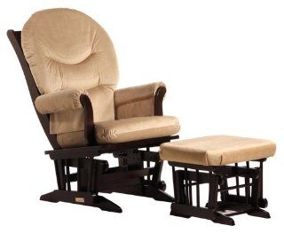 Dutailier Foam/Round Back Cushion Design Sleigh Glider and Ottoman Combo, Light Brown Baby