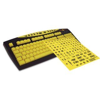 Blank Keys Yellow and Black Computer Keyboard for Typing Tutor   Wired Keyboard with USB Connection Plus (Yellow Background with Black Large Print Letters Keyboard Stickers) Learn Blind or Touch Typing / Keyboarding (Yellow Blank Keys Plus Yellow backgroun