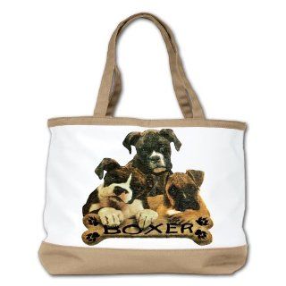 Shoulder Bag Purse (2 Sided) Tan Boxer Trio with Bone Name Plate 