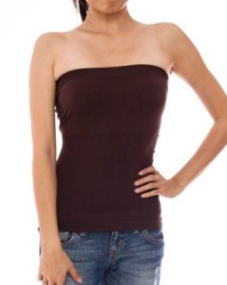 Clothes Effect Ladies Brown Seamless Ribbed Tube Top