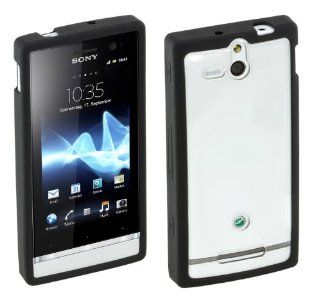 Sony Xperia U Gel Hard Shell Case   Black Cell Phones & Accessories