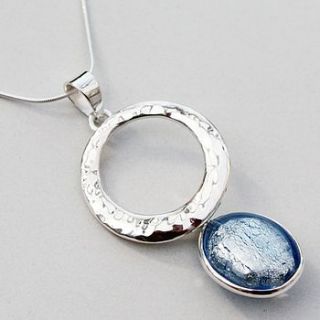 murano glass hammered circle silver pendant by claudette worters