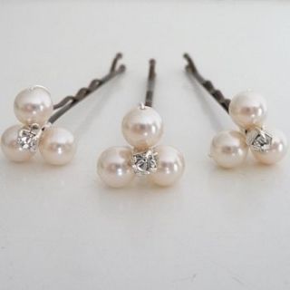 set of three pearl hair grips by katherine swaine