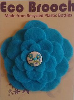 eco brooch from recycled plastic bottles aqua by clever togs
