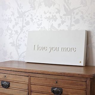 personalised 'i love you more' canvas by gorgeous graffiti