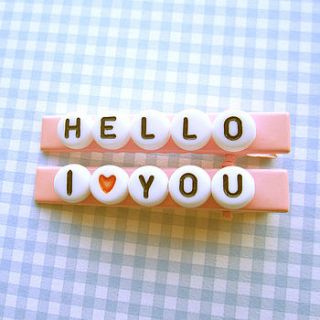 two personalised mini hair clips by ilovehearts
