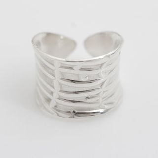 personalised wide textured silver ring by carole allen silver jewellery