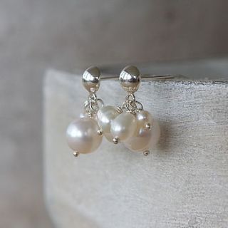cream pearl cluster stud earrings by samphire jewellery