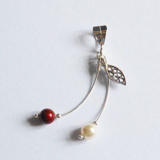 cherry pendant with swarovski pearls by artruly