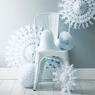 paper tissue snowflake christmas decorations by pearl and earl