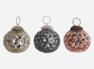 diamond cut glass baubles by lime lace