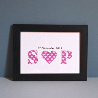 personalised couple initial unframed print by ruby wren designs