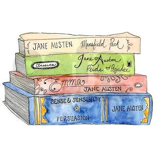 Jane Austen Books Mug by emilynortonillustration