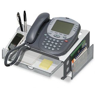Vertiflex Products   Vertiflex   Smartworx Telephone Stand, 10 x 14 x 5 1/2, Gray   Sold As 1 Each   Features storage drawer, cord organization, adjustable paper/envelope caddy and pen holder with notepad/cell phone caddy.   Side caddies attach to either s