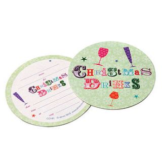 christmas drinks coaster invitations by aliroo