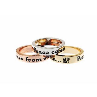 set of three sentiment words rings by kiki's