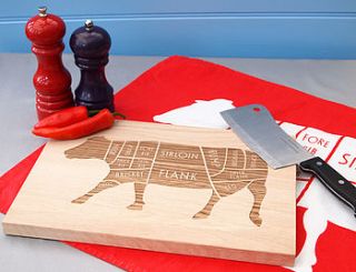 butcher's beef oak engraved chopping board by coconutgrass
