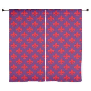 Fleur de Lis pattern red on purple 60 Curtains by listing store 19022154