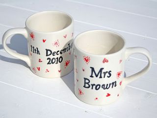 personalised 'mr and mrs' mugs by sparkle ceramics