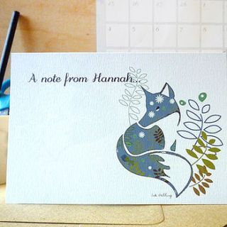 set of 12 fox notecards by ink pudding