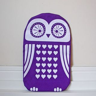 owl hot water bottle cover in purple by moonglow art
