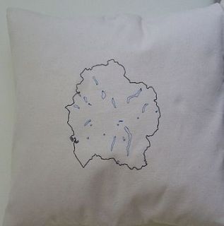 lake district embroidered map cushion by thread squirrel