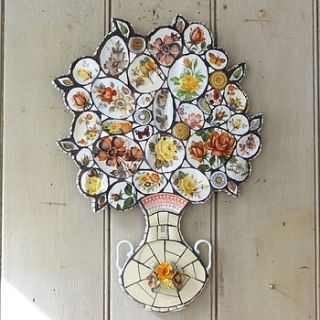 bouquet crockery mosaic wall art by anna tilson