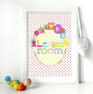 personalised girl's dotty star name print by emily parkes art