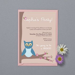 'owl & blossom' party invitations by bonnie blackbird