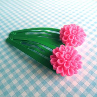 dahlia flower snap hair clips by ilovehearts