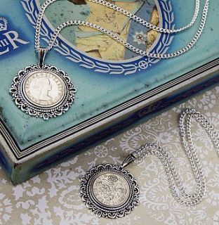 sixpence 50th birthday 1964 coin necklace by ellie ellie