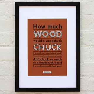 woodchuck tongue twister print by basil & ford