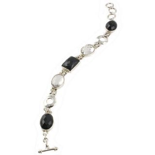 black onyx & quartz silver bracelet by wonderland boutique