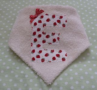 girl's initial strawberry print bib by jojo accessories