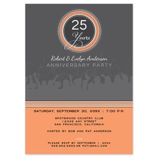 Modern Anniversary Party Invitation (grey/coral) by thehappypeacock