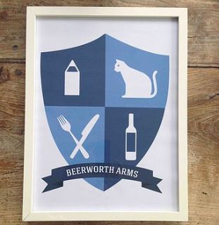 personalised fun crest a3 print by the b team