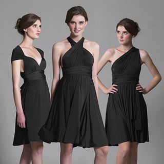 black multiway knee length dress by in one clothing