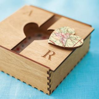 bespoke wooden map heart box by bombus