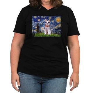 Starry Night Schnauzer Womens Plus Size V Neck Da by dogloverdesigns