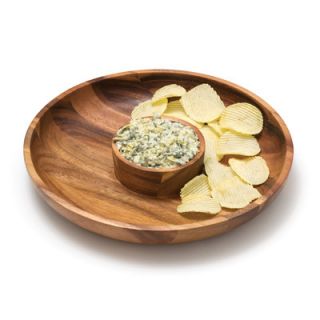 Lipper International Acacia Serveware Round Chip and Dip Platter