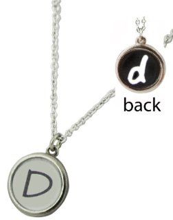 REVERSABLE 'Typewriter Key" Initial Monogram Necklace Choose your Letter (D) Jewelry