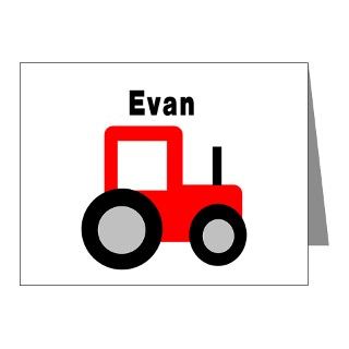 Evan   Red Tractor Note Cards (Pk of 10) by agapebebetoo
