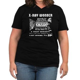 X Ray Wonder Womens Plus Size V Neck Dark T Shirt by butwait