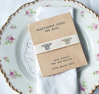 seeds for bees wedding favour with bee ribbon by wildflower favours