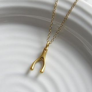 gold wishbone necklace by lily charmed