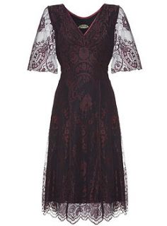 cathleen dress in garnet lace by nancy mac