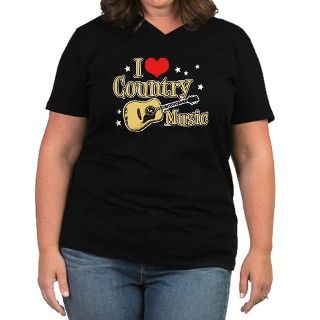 I Love Country Music Womens Plus Size V Neck Dark by niftetees