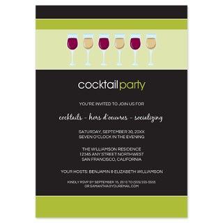 Cocktail Party Wine Glass Invitation (lime) by thehappypeacock
